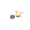Golden shell charms with purple enamel and 17mm width for DIY jewelry making - Single-Sided Enamel Shell Pendant (F2338) / 5 Pieces/Pack (15x17mm) / Sapphire Blue