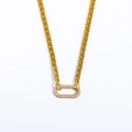 Dettaglio della collana girocollo cubana dorata con chiusura ovale ricoperta di strass - 36+5cm / Choker in Zirconia Bianca