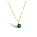 Minimalist 18k gold plated necklace featuring a round green malachite pendant charm - Malachite