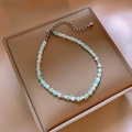 Multi-layered crystal bead bracelet with blue-green facets and silver hexagon spacers - Blue-Green Faceted Silver Spacer Bracelet