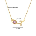 Gold tulip necklace with purple gem pendant and sparkling accents, 40+5cm length - Purple (Gold Tone)