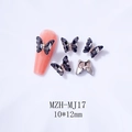 3D crystal butterfly nail art charms in dark grey, 10x12mm size for manicure decoration - MJ17 Transparent Black