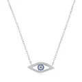 Elegant S925 sterling silver necklace with blue evil eye pendant and sparkling stones - Double Eye Shape Style (RHN1981)