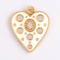 Golden heart pendant with white enamel and sparkling zircon stone inlay - Zirconia Heart-White