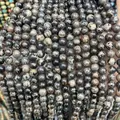 Polished Picasso Jasper stone beads with natural yellow and black spiderweb textures - Black Grey Emperor Stone 3