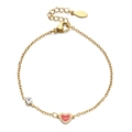 Gold stainless steel chain bracelet with crystal charm and red heart pendant for women - Red Heart Animal Silhouette Style (XN431-5)