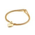 Elegante bracciale a doppio strato in acciaio dorato con ciondolo a cuore inciso Love - Stile Cuore Love Dorato (KB130344-Z)