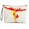 White canvas makeup bag with a yellow gymnast silhouette and a black wristlet strap - Artistic Gymnastics Handstand Style (款式1)