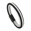 Geflochtenes Lederarmband für Herren mit Magnetverschluss und schwarz-weißer Textur - Schwarz-Weiß-Stil (KB87374-BD)