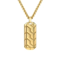 Collar dorado con colgante rectangular de patrón de neumático y cadena de caja hombre - Dorado