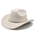 Chapeau de cowboy classique en feutre de laine crème avec un ruban de strass brillant - M (56-58cm) / Beige