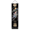 Vertical jellyfish wall tapestry with black tassels and moon illustration for home decor - 32.5x130cm / Style 1