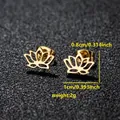 Minimalist stainless steel origami crane stud earrings, sized 0.8cm by 1cm - Lotus Shape (084 Gold)