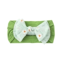 Fascia per neonati in nylon verde con fiocco in rete verde chiaro e ricamo a margherite - Verde (Margherita)
