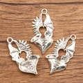 Silver alloy angel and devil wing heart charms for DIY jewelry making accessories - 15C6-2 Mixed Wing Heart