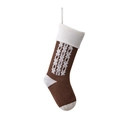 Calza di Natale in maglia marrone scuro con decorazione floreale bianca e gancio - Marrone Chiaro/Avorio