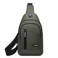Army green waterproof Oxford chest bag for men with Dieke label and adjustable strap - 0104 Green