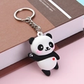Süßer Panda-Schlüsselanhänger mit rosa Wangen und rotem Herzanhänger für Taschen - Winkender Panda Mit Rotem Herz