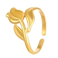 Minimalist gold tulip-shaped open stainless steel ring with elegant floral petal design - 18K Gold Plated Tulip