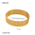 Bracciale rigido in acciaio al titanio dorato con motivi a foglia traforati modello MBZ149 - Z149-Tripla fila di foglie