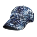Dettaglio cappellino da baseball in denim invecchiato con trama vintage e visiera - M(56-58cm) / Stile con Stampa Denim Blu (3#)