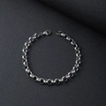 Silver stainless steel Cuban chain bracelet with classic round links and lobster clasp - 21cm / Silver/3.0mm Round Pearl Link Chain