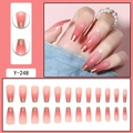 Faux ongles dégradés roses forme cercueil avec feuilles d'or élégantes coffret 24 pièces - Dégradé Rose Décoration Feuille d'Or (Y-248)