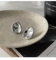 Irregular silver molten metal earrings with a high mirror polish finish in a ceramic tray - 69# Silver Lava Wave Organic Shape Studs (69# Silver Earring Post-Silver)