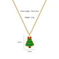 Detailed view of gold Christmas tree pendant with green enamel and size measurement - Green Christmas Tree