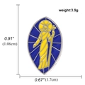 Insigne ovale en émail bleu et jaune avec motif croix et détails de dimensions précis - Figure Religieuse (A00838)