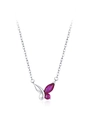 Collana a farfalla in argento sterling S925 con pietre preziose rosso rosa e viola - Argento Sterling 925/Zirconia / Collana farfalla
