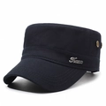 Casquette militaire bleu marine pour homme avec logo Jeans en métal et rivets en laiton - Réglable / Bleu marine