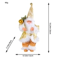 Golden standing Santa Claus ornament with 26cm height and dimension measurement markers - Gold Printed Hat