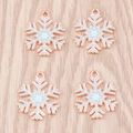 Rose gold snowflake pendant with light blue enamel inlay for DIY Christmas jewelry crafts - Blue Snowflake (YD1320lanse)