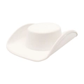 Classic white felt cowboy hat with upturned wide brim and flat top for stylish women - One Size / White
