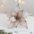 Champagne sequin velvet Christmas flower 25cm decoration for trees and wreaths - Champagne