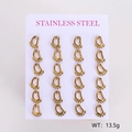 Detail view of 12 pairs of golden stainless steel irregular teardrop earrings on a white card - Irregular Water Drop