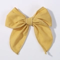 4.5 inch bright yellow linen fabric hair bow clip for girls with a textured finish - Bright Yellow