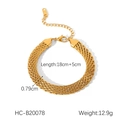 Gold plated four-strand multi-layer woven chain bracelet with adjustable lobster clasp - Four-Row Woven Fine Chain Gold Bracelet (HC-B20078)
