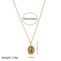 Collier pendentif chat et lune de tarot ovale en acier inoxydable plaqué or 18 carats - Chat Émaillé Noir Avec Chaîne En Or