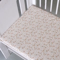 Floral cotton crib fitted sheet with delicate flower patterns on warm beige fabric - Rabbit Flower / 120*60cm