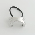 Sleek silver metal X-shaped hair clip with elastic hair band for stylish ponytails - Cross Silver Clip