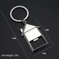 Silver house-shaped metal bottle opener keychain with a polished chrome finish - House Shape (X-1024) / Silver