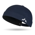 Berretto miki blu scuro con ricamo montagna bianca e fibbia in metallo regolabile - Blu navy