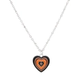 Chic silver necklace with tricolor gradient enamel heart pendant in earthy tones - Silver Black (Necklace)