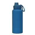 Matte navy blue stainless steel insulated sports bottle with a portable loop handle lid - Lake Blue - Sport
