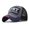 Cappello trucker retrò AFNY ricamato in rete con visiera blu consumata e corona grigia - Regolabile / Grigio Lavato