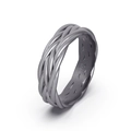 Men's S925 sterling silver chain link textured ring in polished silver finish - US 10 / NMR03-Woven Texture Style / Silver