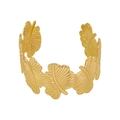 Elegant gold leaf wrap bracelet featuring tropical palm leaf motifs and adjustable open cuff - Gold Seven Leaves