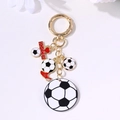 Golden keychain with soccer balls and I Love Soccer charm for backpack decoration - Gold Soccer Sneaker Heart Tag Set